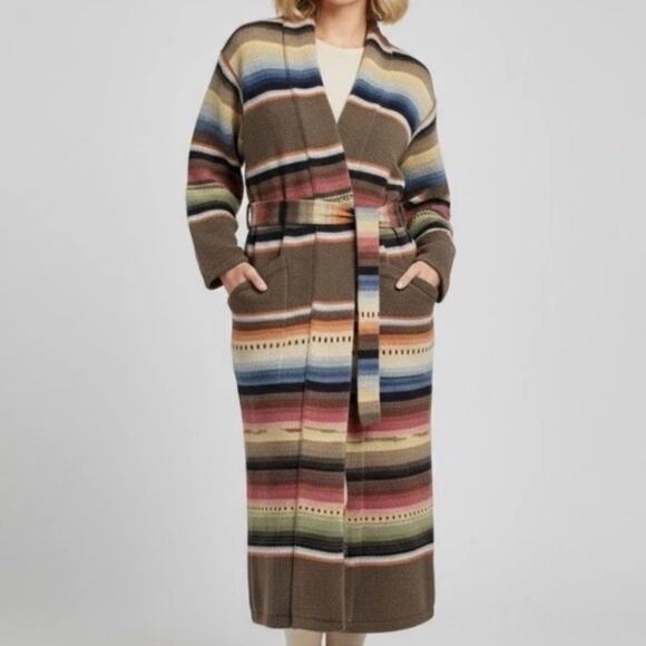 Ralph Lauren Hand Knit Aztec Wool Southwestern Long Cardigan Coat Size P Large - Picture 5 of 8